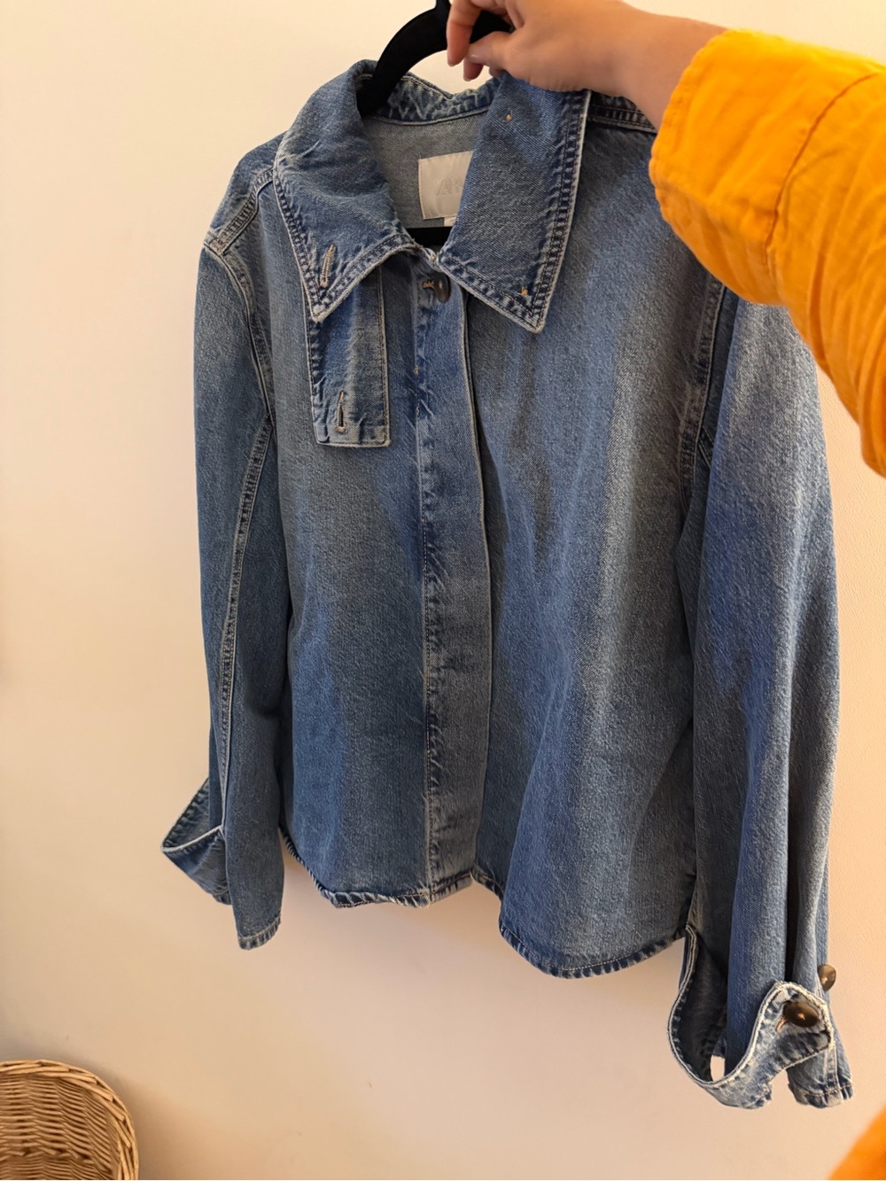 Zara Light Blue TRF High Collar Denim Jacket - Women's Jean Coat.